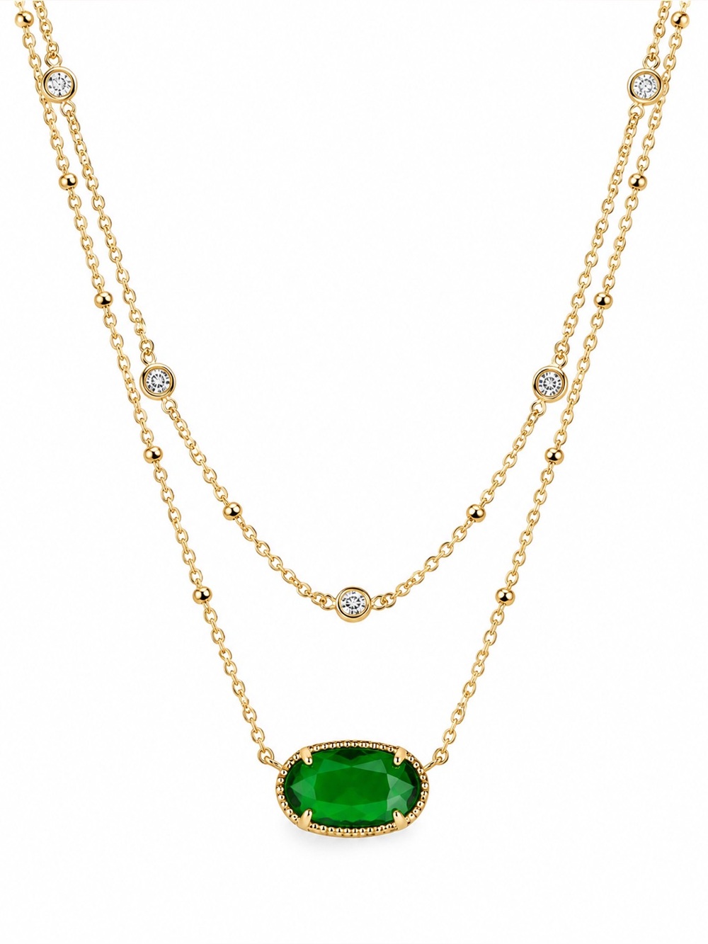 Kendra Scott Elisa Gold Multi Strand Necklace in  Cat's Eye emerald Green.